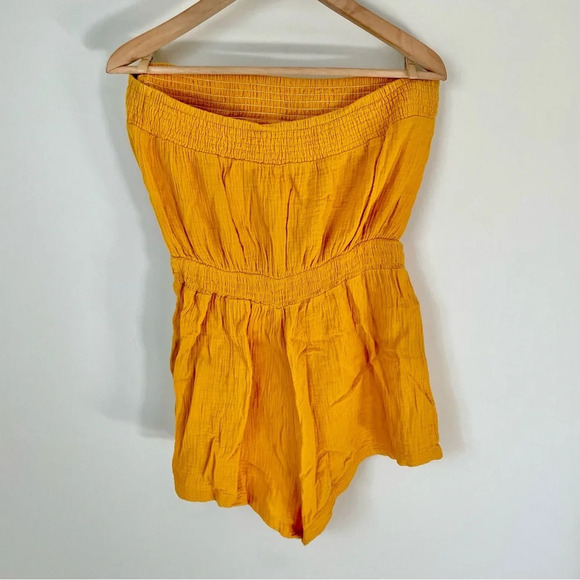 Shein Cotton Gauzy Shirred Panel Tie Waist Tube  Romper - Picture 5 of 5